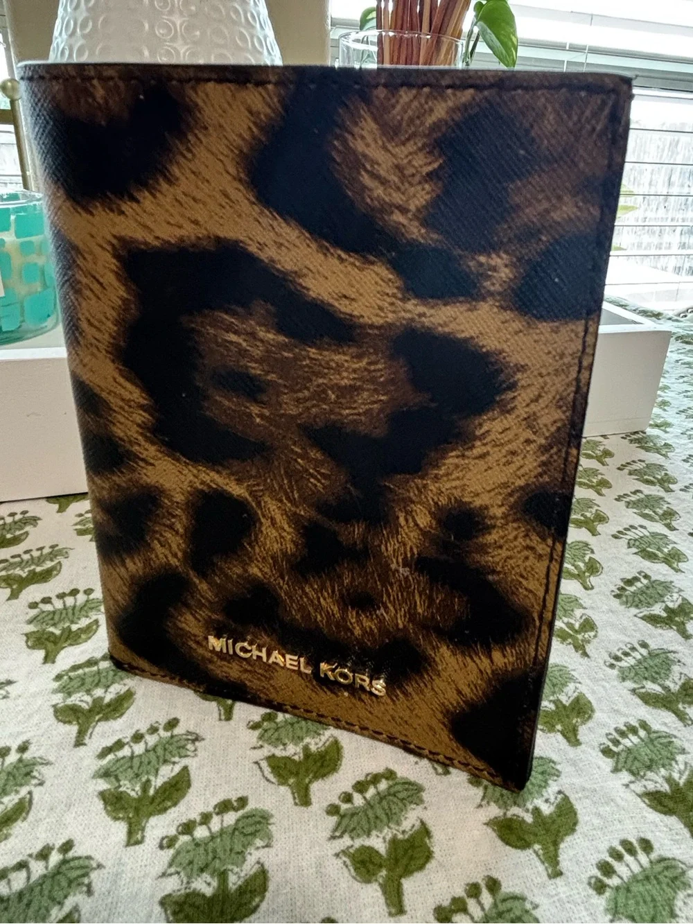 Michael Kors Jet Set Travel Passport Wallet - Leopard Print Saffiano Leather